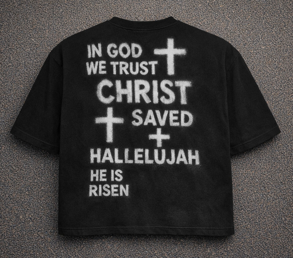 Christ Saved Tee – Asphalt Edition

This name keeps the faith-centered message front and center while matching the premium, grounded aesthetic of your mockups. It ties the spiritual power of the design to the rugged realism of the asphalt background — per