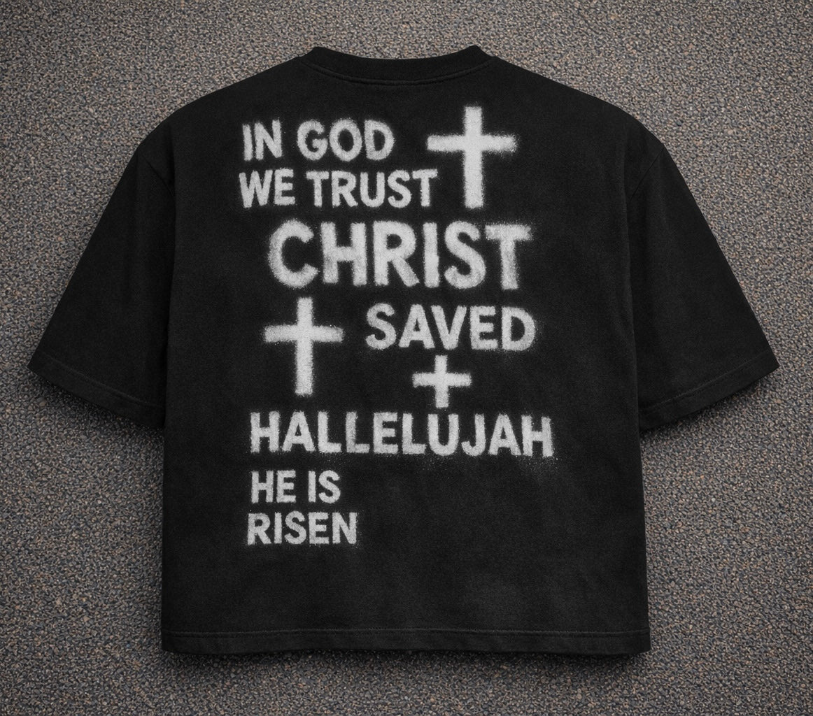 Christ Saved Tee – Asphalt Edition

This name keeps the faith-centered message front and center while matching the premium, grounded aesthetic of your mockups. It ties the spiritual power of the design to the rugged realism of the asphalt background — per